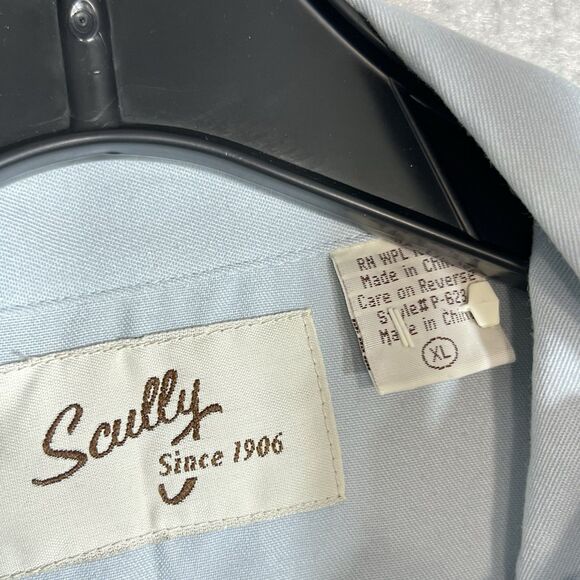 VTG Scully Western Rodeo Shirt Pearl Snap Men’s Sz XL Yellow/ Blue Long Sleeve - Picture 11 of 13